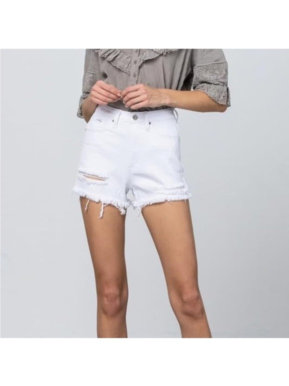 Insane Gene Womens White Distressed Denim Shorts Size S Frayed Hem (bin M)